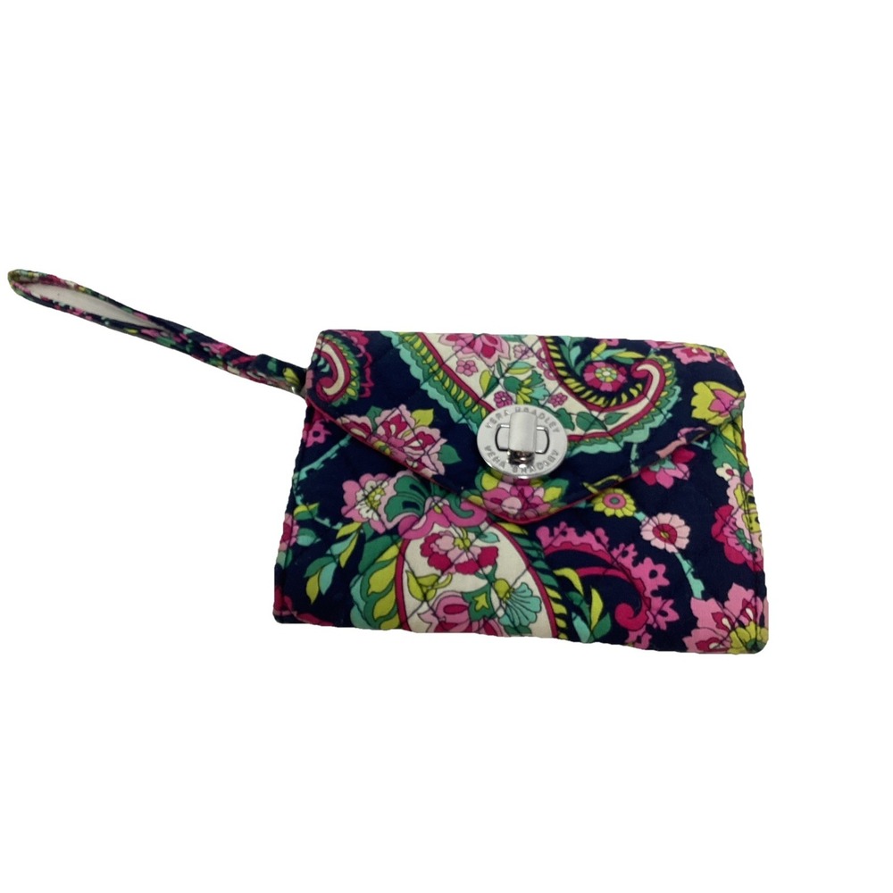 Vera Bradley Paisley Petal Turn Lock Floral Wallet Wristlet Pockets Organize 6x5